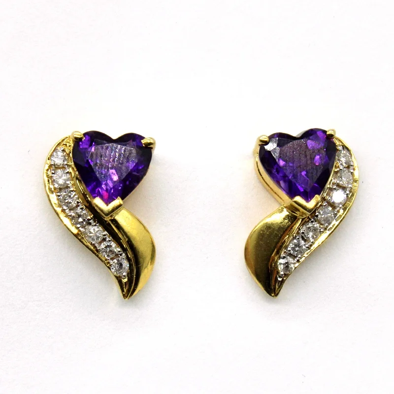 Fashion-Forward Jewelry At Incredible Prices Amethyst & Diamond Heart Earrings | 1.80ctw, 0.21ctw |
