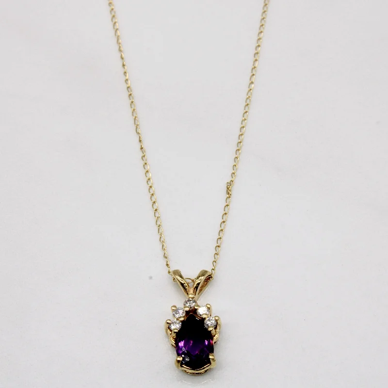 Timeless Elegance Now At Special Discounts Amethyst & Diamond Pendant 14k Necklace | 0.10ctw, 0.62ctw| 18" |