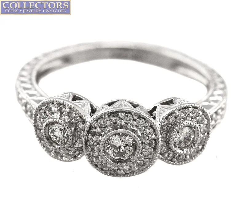 Flash Jewelry Sale – Get Stunning Pieces At Low Prices Beautiful Ladies Modern 14K 585 White Gold 0.83ctw Diamond Engagement Ring