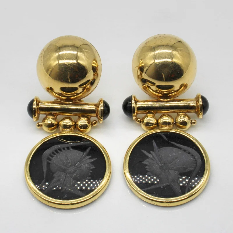 Luxury Jewelry At Unbeatable Discounts Carved Black Onyx Drop Earrings | 17.00ctw |