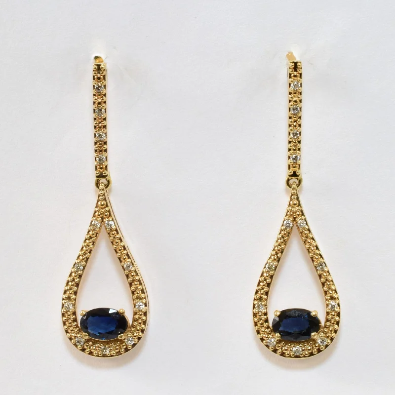 Limited-Time Offer On Elegant Jewelry Pieces Blue Sapphire & Diamond Drop Earrings | 1.00ctw, 0.15ctw |