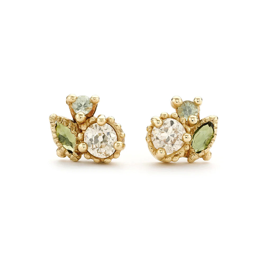 Personalized Jewelry Sale – Meaningful Gifts At Great Prices Champagne Diamond and Sapphire Cluster Studs