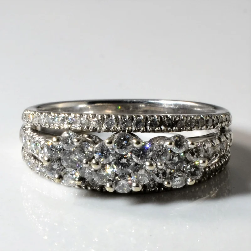 Shop Stylish Jewelry Now And Save Big Split Shank Three Stone Style Cluster Ring | 0.81ctw | SZ 6.5 |