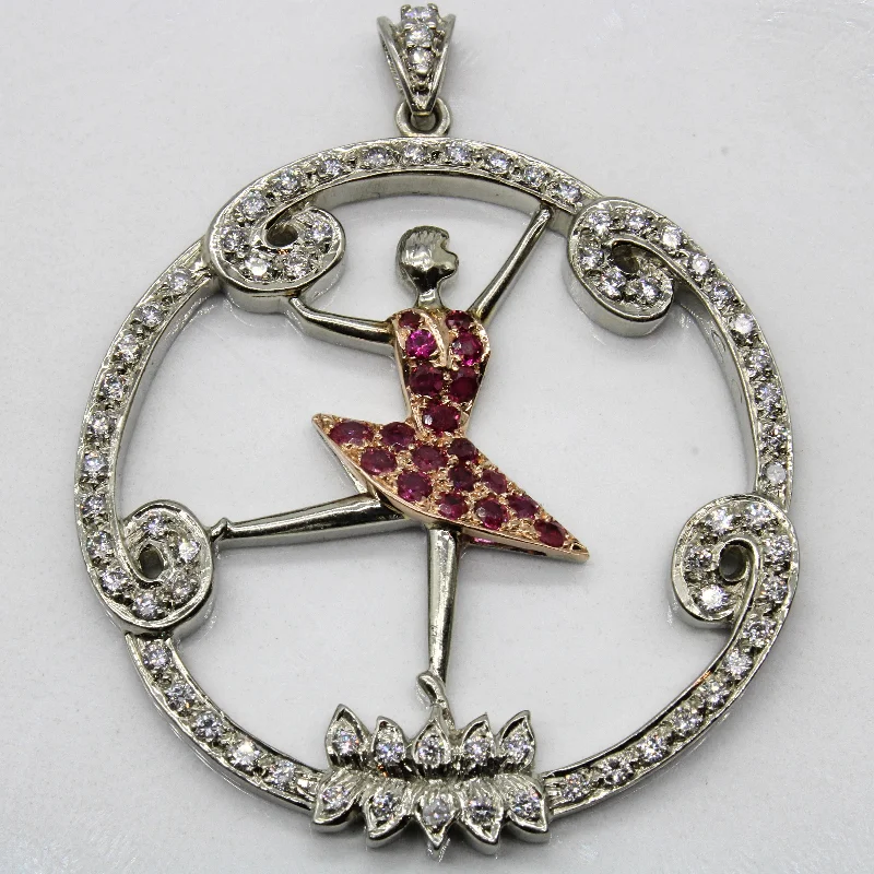 Flash Sale On Exquisite Jewelry – Don't Miss Out Diamond & Ruby Ballerina Pendant | 0.85ctw, 0.30ctw |
