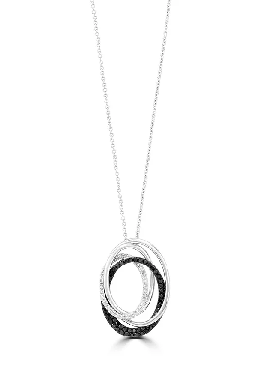 Shop Modern Jewelry Collections With Exclusive Discounts 14K White Gold Black and White Diamond Pendant, 0.48 TCW
