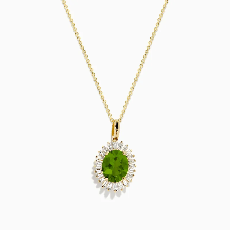 Flash Sale On Exquisite Jewelry – Don't Miss Out 14K Yellow Gold Peridot and Diamond Pendant