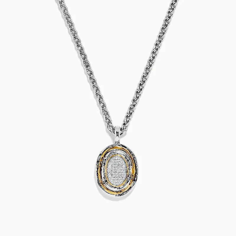 Luxury Jewelry Sale – Sparkle For Less 925 Sterling Silver & 18K Gold Diamond Pendant, 0.09 TCW