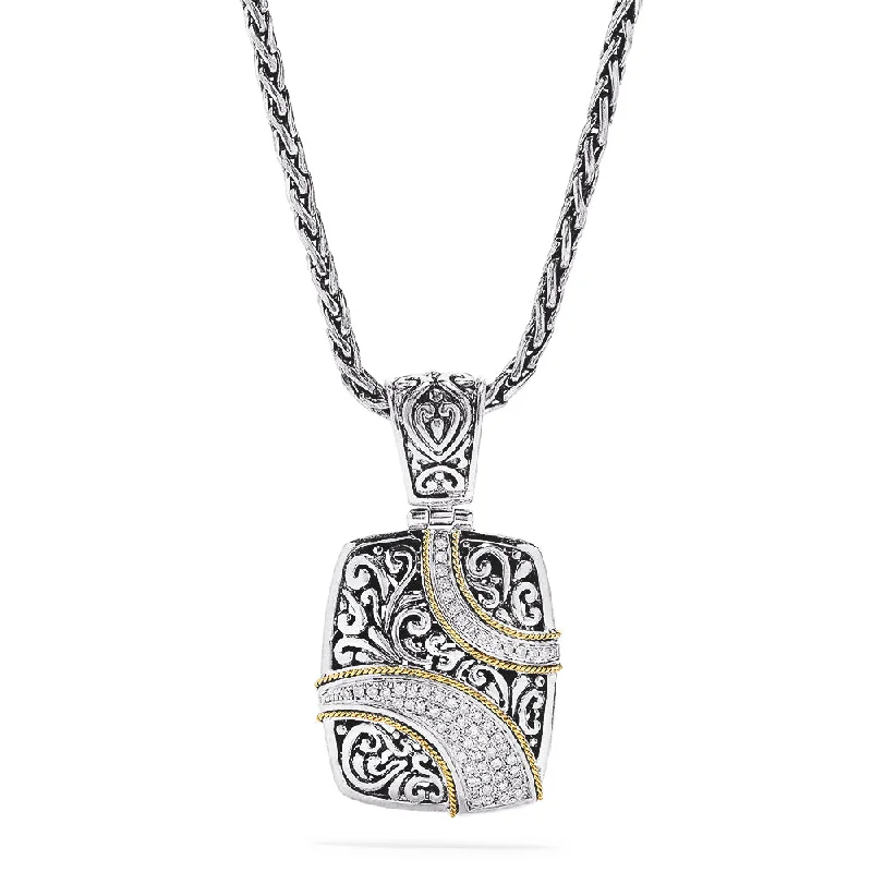 Seasonal Jewelry Sale – Upgrade Your Style Today 925 Sterling Silver and 18K Gold Accented Diamond Pendant, 0.28 TCW