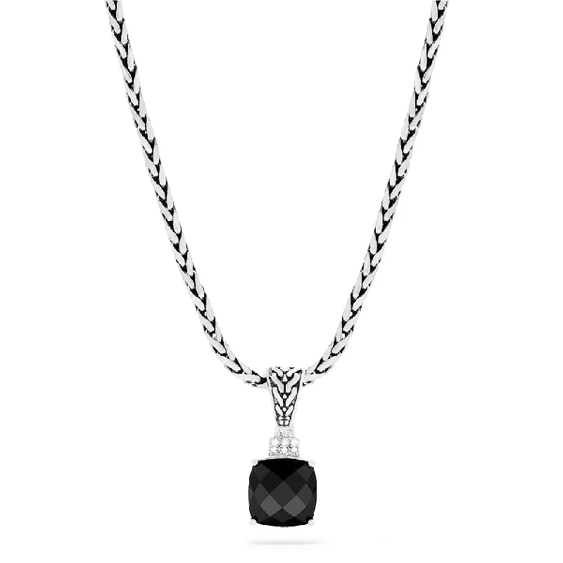 Premium Jewelry At Special Low Prices For A Limited Time 925 Sterling Silver Onyx and Diamond Pendant, 4.93 TCW