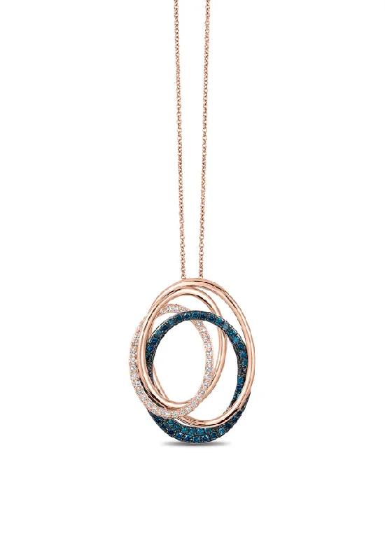 Affordable Glamour – Premium Jewelry At Special Prices Bella Bleu 14K Rose Gold Blue and White Diamond Pendant, 0.45 TCW