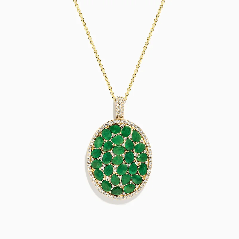 Trending Jewelry Styles Now At Limited-Time Discounts Brasilica 14K Yellow Gold Emerald and Diamond Pendant