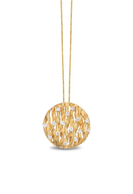 Exclusive Jewelry Sale – Shine For Less D'Oro 14K Textured Yellow Gold Diamond Pendant, 0.83 TCW