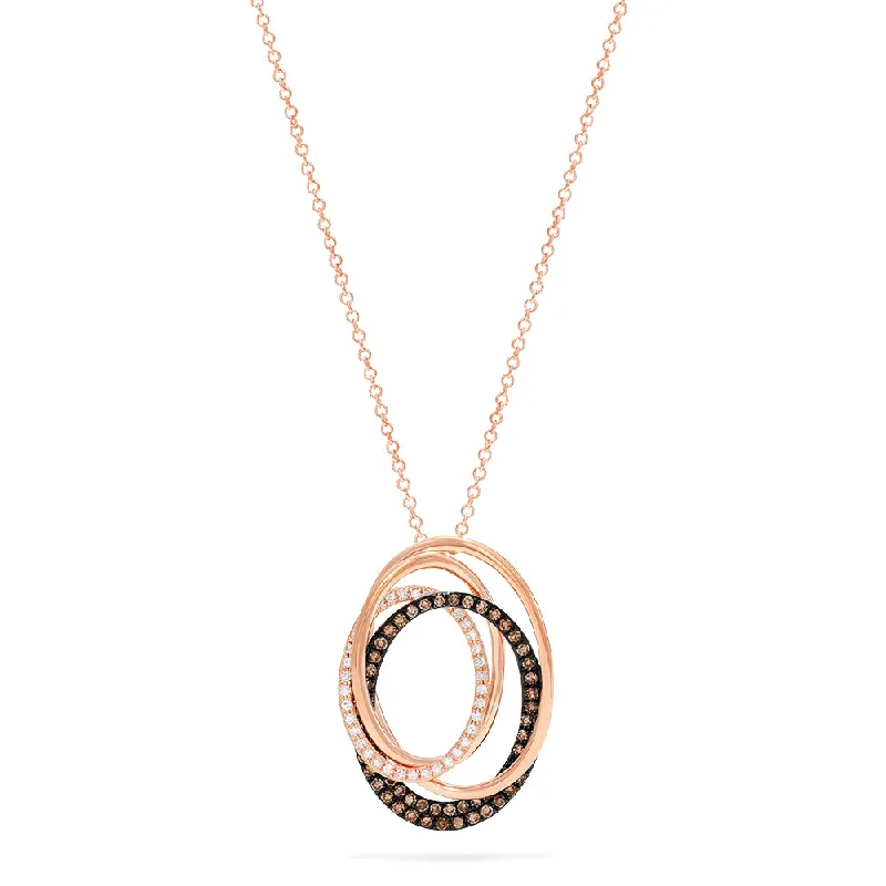 Celebrate Every Occasion With Sparkling Savings 14K Rose Gold Espresso and White Diamond Pendant, 0.48 TCW