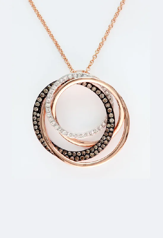 Elevate Your Outfit With Discounted Statement Jewelry 14K Rose Gold Espresso and White Diamond Pendant, 0.43 TCW