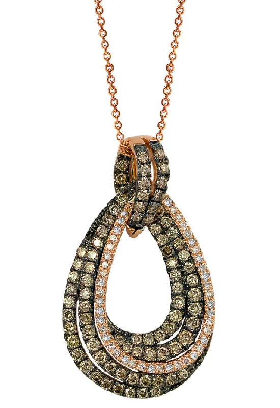 Shine In Style – Shop Jewelry Discounts Today 14K Rose Gold Espresso & White Diamond Pendant, 1.27 TCW