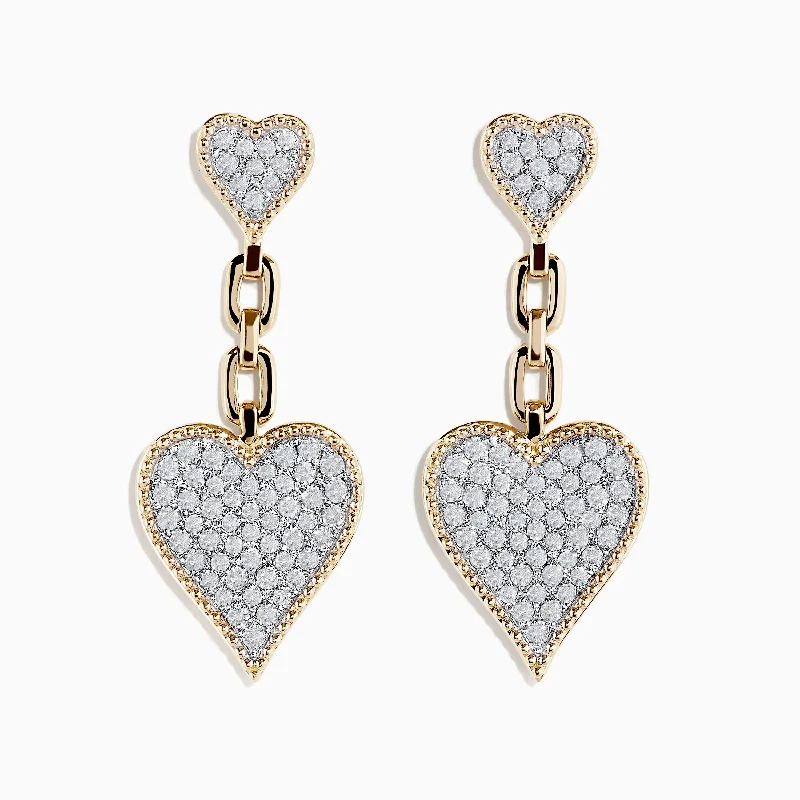 Exclusive Jewelry Offers – Shine For Less Novelty 14K Yellow Gold Diamond Heart Earrings