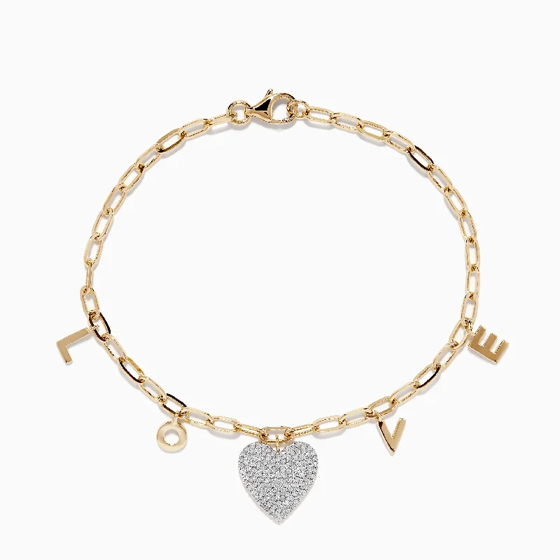 Exclusive Jewelry Offers – Sparkle For Less Novelty 14K Yellow Gold Diamond Paperclip Love Bracelet