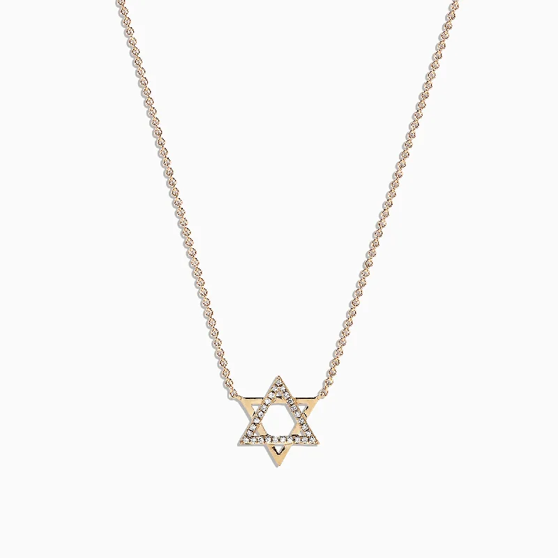 Trending Jewelry Styles Now At Limited-Time Discounts Novelty 14K Yellow Gold Diamond Star of David Pendant 0.08 TCW