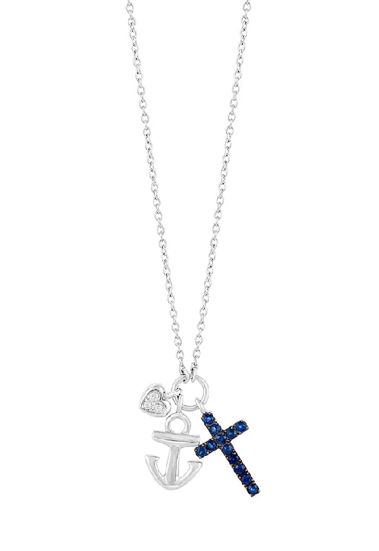 Exclusive Jewelry Sale Event – Shop Now Novelty Sterling Silver Blue Sapphire Mix Charm Pendant, 0.45 TCW