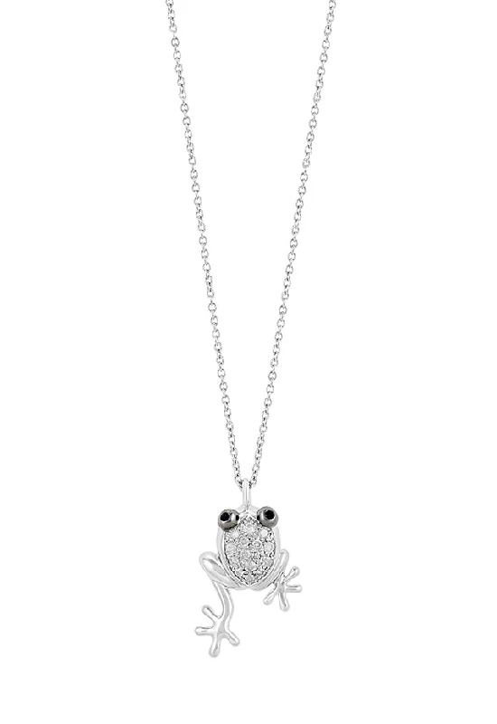 Save On Luxury Jewelry Pieces – Limited-Time Offers Novelty Sterling Silver Diamond and Blue Sapphire Frog Pendant, 0.18 TCW
