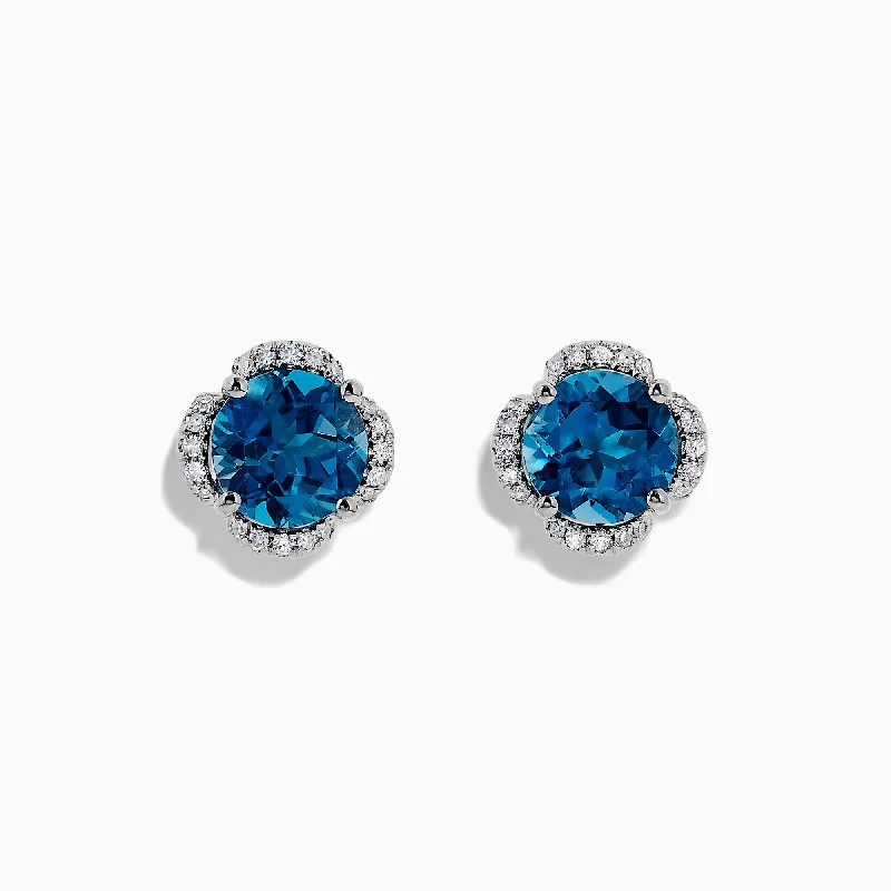 Elegant Jewelry, Affordable Luxury – Shop Now Ocean Bleu 14K Gold London Blue Topaz and Diamond Earrings, 4.25 TCW
