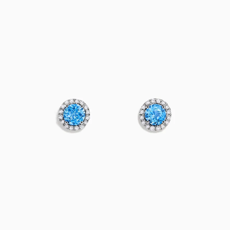 The Ultimate Jewelry Sale – Shop Premium Styles Ocean Bleu 14K White Gold Blue Topaz and Diamond Earrings, 1.32 TCW