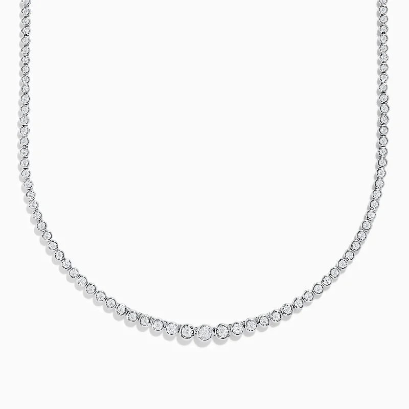 Bold And Beautiful Jewelry Now At Irresistible Prices Pave Classica 14K White Gold Bezel-Set Tennis Necklace 0.98 TCW