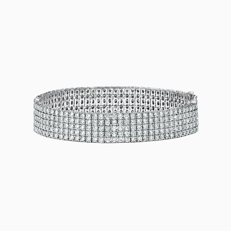 Delicate Crystal Jewelry For Sophisticated Charm Pave Classica 14K White Gold Diamond Bracelet, 10.05 TCW