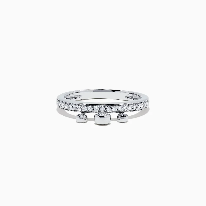 Personalized Engraved Jewelry For Meaningful Gifts Pave Classica 14K White Gold Diamond Charms Ring, 0.26 TCW
