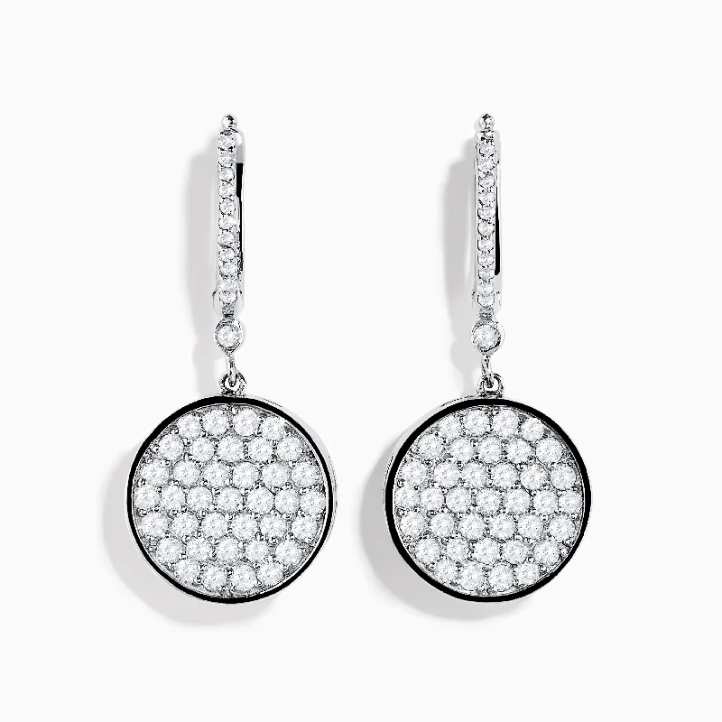 Fashion-Forward Geometric Jewelry For Contemporary Style Pave Classica 14K White Gold Diamond Drop Earrings