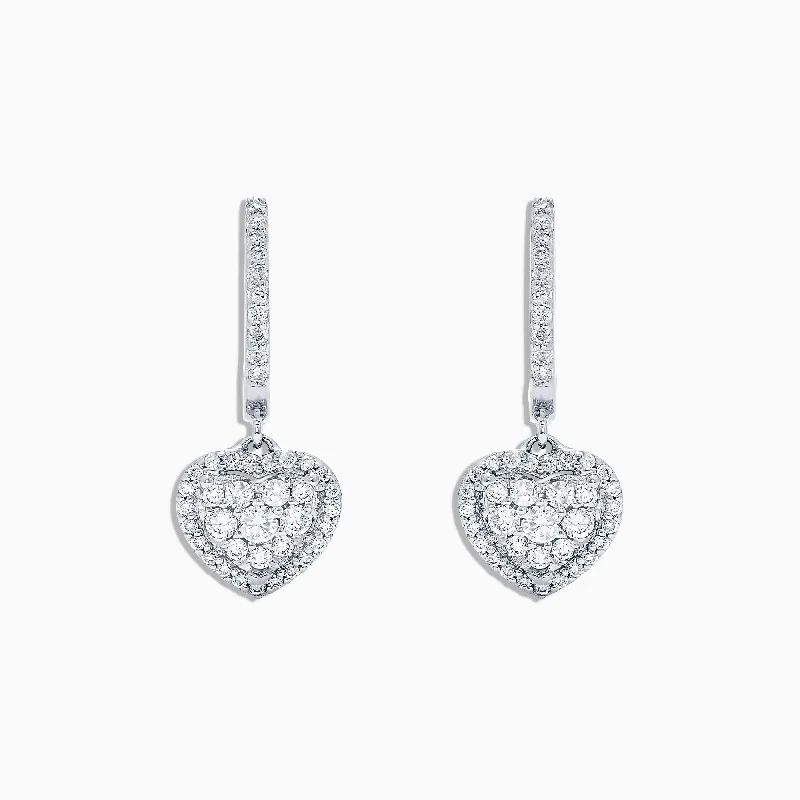Grab Your Dream Jewelry At The Lowest Prices Pave Classica 14K White Gold Diamond Heart Earrings, 0.48 TCW