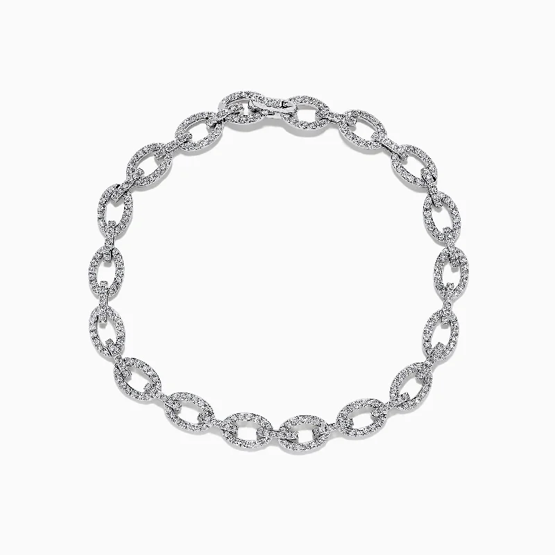Jewelry Clearance Event – Stock Up Before It's Over Pave Classica 14K White Gold Chain Link Diamond Tennis Bracelet, 1.52 TCW