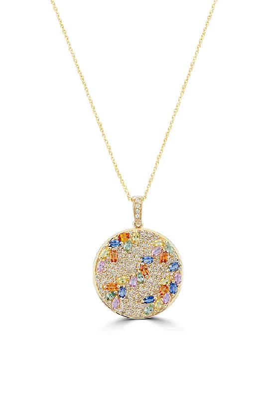 Everyday Jewelry Essentials Now On Sale Watercolors 14K Yellow Gold Multi Sapphire & Diamond Pendant, 4.26 TCW