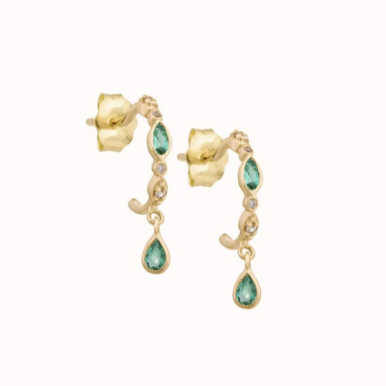 Seasonal Jewelry Sale – Upgrade Your Collection Emerald and Diamond Hoop Earrings