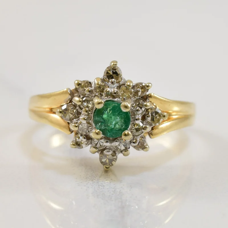 Grab Stylish Jewelry Before The Sale Ends Emerald & Diamond Cluster Ring | 0.20ct, 0.15ctw | SZ 4.75 |