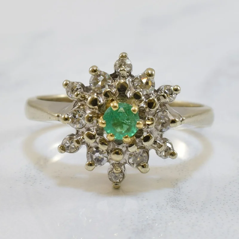 High-Quality Jewelry At A Fraction Of The Cost Emerald & Diamond Cluster Ring | 0.24ctw, 0.15ct | SZ 4.75 |