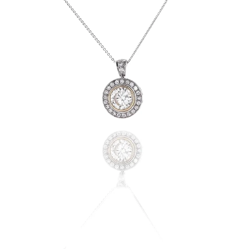 Grab Your Favorite Jewelry At The Lowest Prices Estate 14 Karat Two Tone White and Yellow Gold Diamond Pendant Necklace