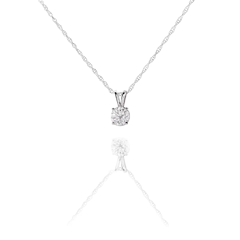 Timeless Beauty, Unbeatable Deals – Jewelry Sale On Estate 14 Karat White Gold Solitaire Diamond Pendant Necklace