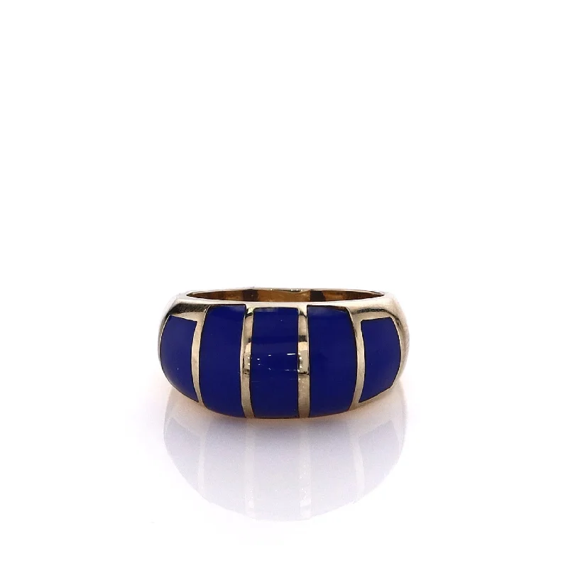 Elegant Necklaces And Bracelets At Limited-Time Offers Estate 14 Karat Yellow Gold Domed Lapis Ring