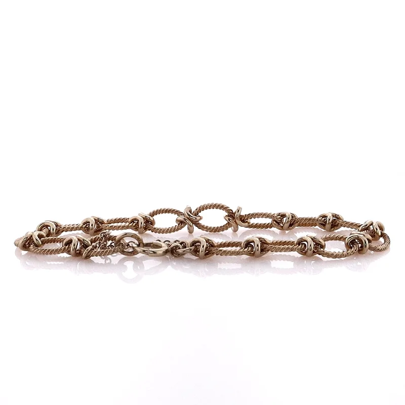 Affordable Glamour – Premium Jewelry At Special Prices Estate 14 Karat Yellow Gold Oval Cable Links Alternating Polished X Bracelet W/Safety Chain