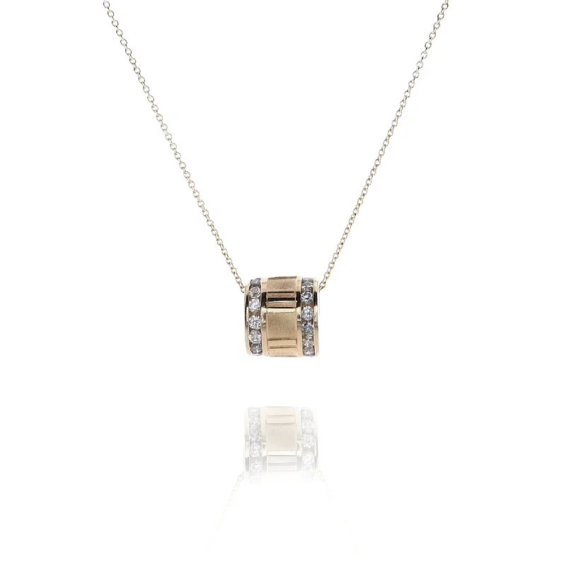 Shop Fine Jewelry With Amazing Deals Estate 14 Karat Yellow Gold Roman Numerals Cylinder Diamond Pendant Necklace