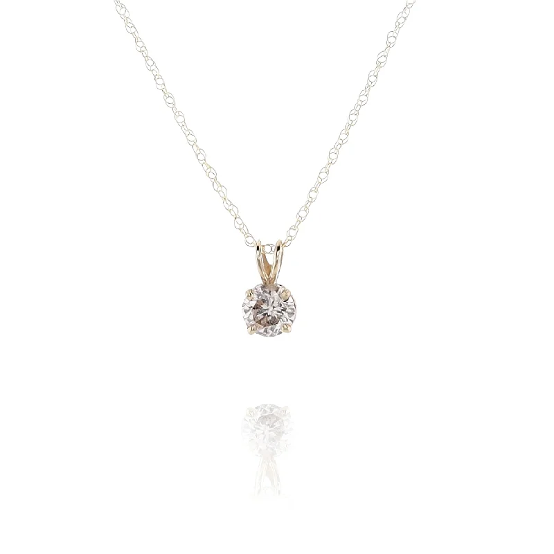 Limited-Time Offer On Elegant Jewelry Pieces Estate 14 Karat Yellow Gold Solitaire Diamond Pendant Necklace