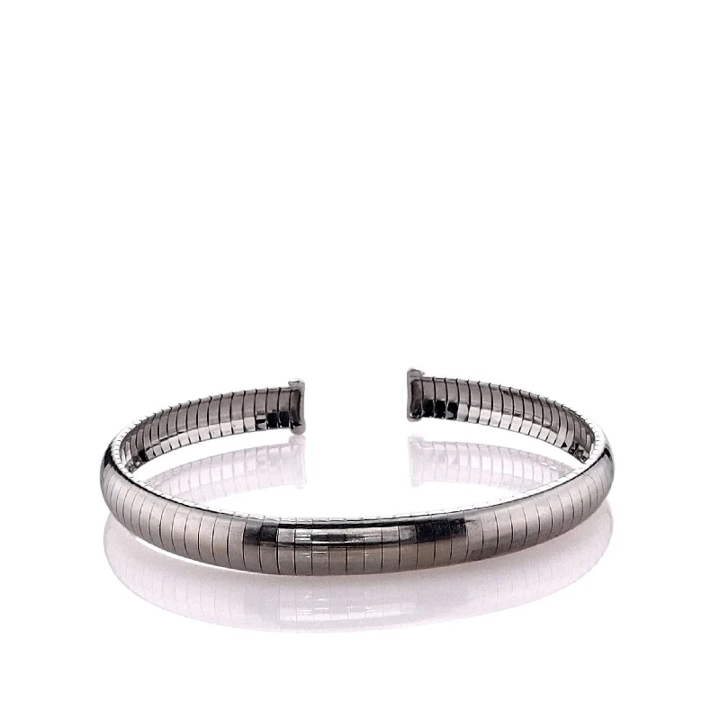 Flash Sale On Stunning Jewelry – Don't Miss Out Estate 14k White Gold Domed Omega Cuff Bracelet