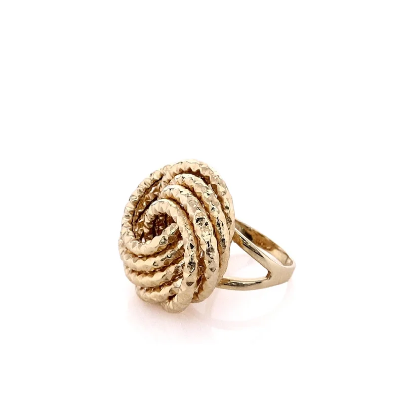 Seasonal Jewelry Deals – Elevate Your Style Estate 14k Yellow Gold Diamond Cut Knot Design Ring