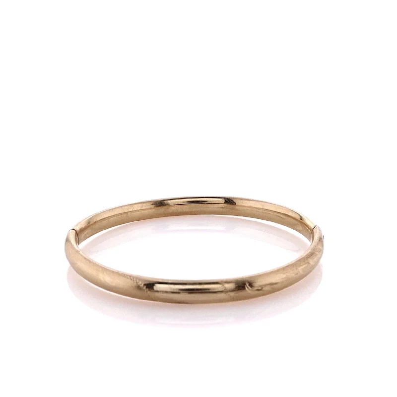 Luxury Meets Affordability – Jewelry Sale Live Now Estate 14k Yellow Gold Engraved Baby Hinged Bangle Bracelet