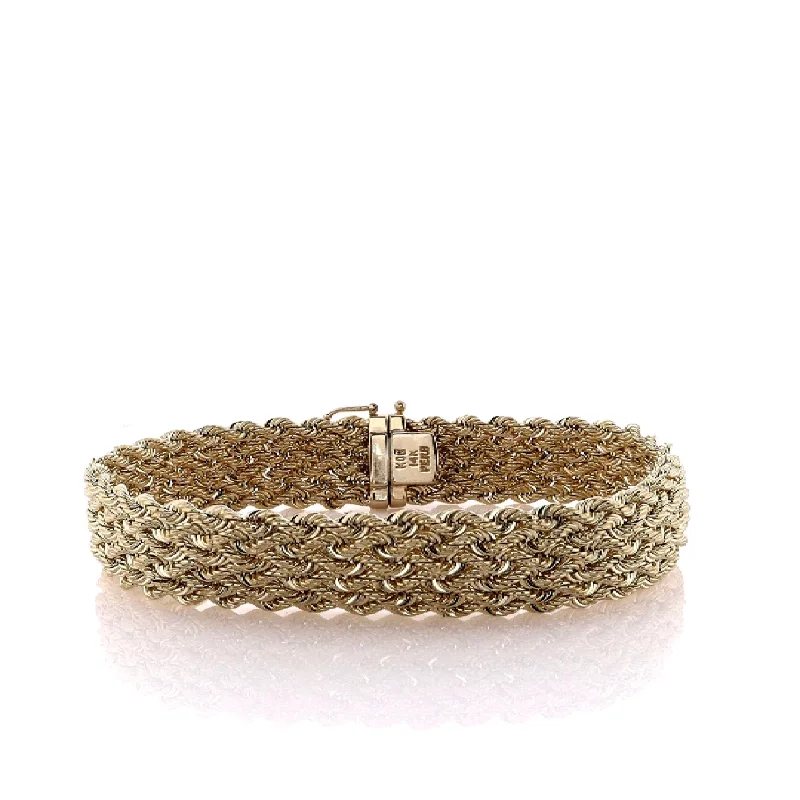 Exclusive Online Jewelry Sale – Don't Wait Estate 14k Yellow Gold Multi-Strand Rope Hidden Box Clasp Bracelet