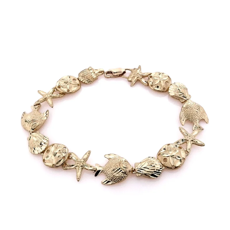 Exclusive Jewelry Markdowns – Limited-Time Offer Estate 14k Yellow Gold Sea Life Motif Bracelet