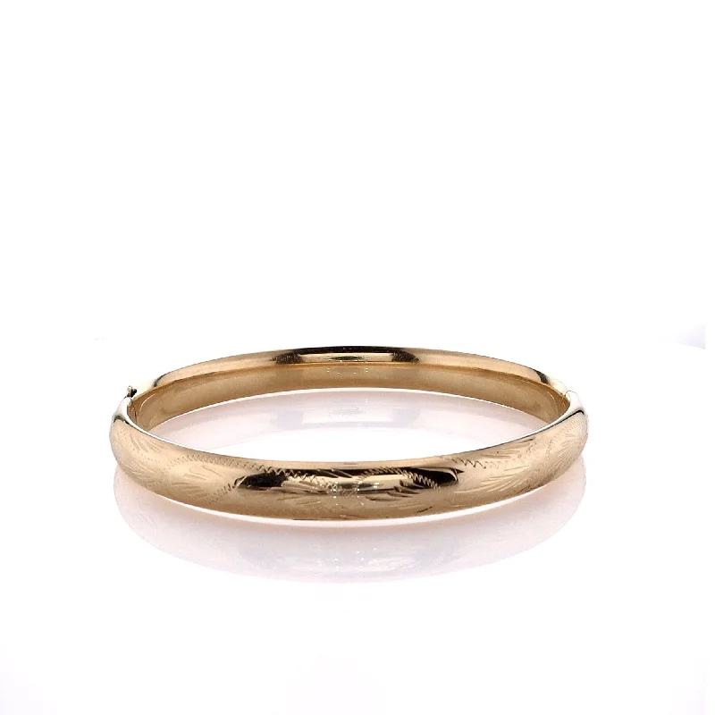 Must-Have Jewelry Pieces At Reduced Prices Estate 14k Yellow Gold Wheat Engraved Hinged Bangle Bracelet
