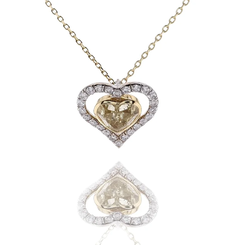 Bestselling Jewelry Now On Sale – Elevate Your Look Estate 18 Karat Two Tone Diamond Pendant on 18" Chain