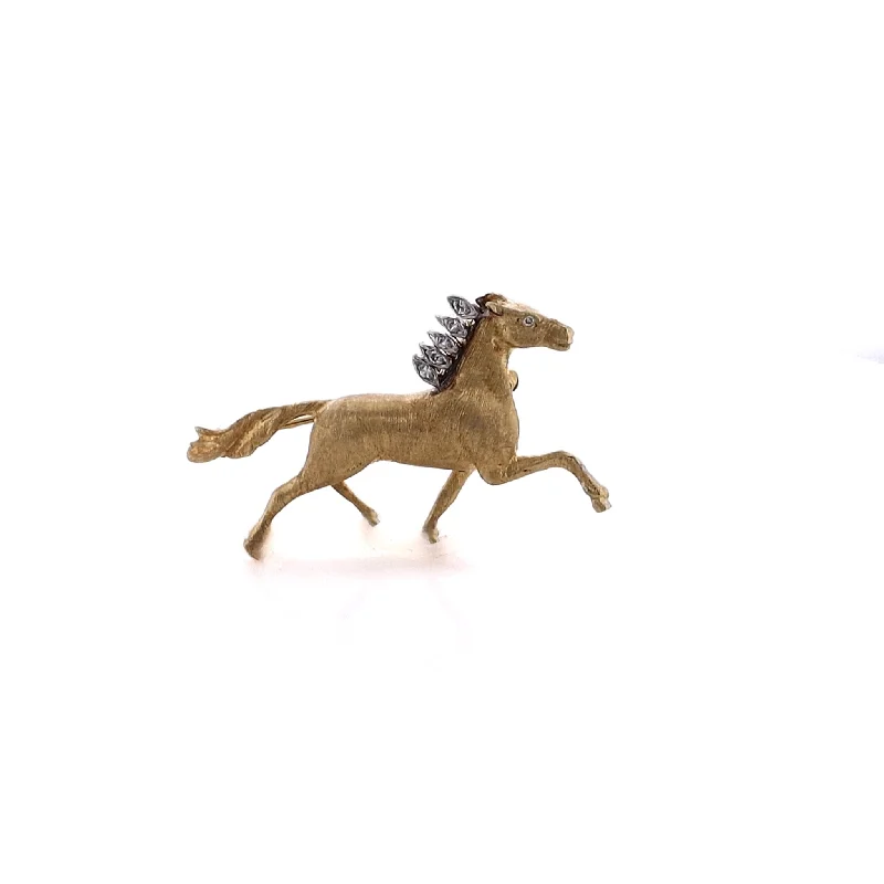 Best Jewelry Sale – Shop Exclusive Designs Now Estate 18 Karat Two-Tone Diamond Running Horse Pin